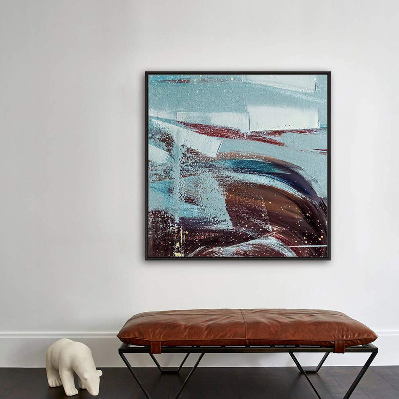 «Blue Brown Modern Texture Effect», reproduction d'art sur toile, H30, impression sur toile encadrée, Noir