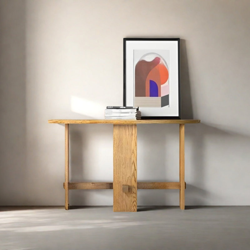 Retro Solid Wood Art Console Table, 34.65" H x 51.18" W x 11.81" D