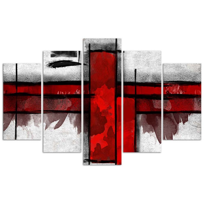Red Abstraction - 5 Piece No Frame Set on Canvas