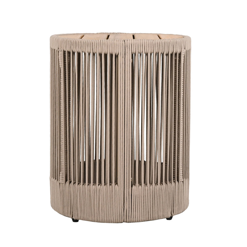 Table d'appoint d'extérieur en rotin et bois d'acacia - Meubles de patio pour balcon, jardin, balcon, Beige