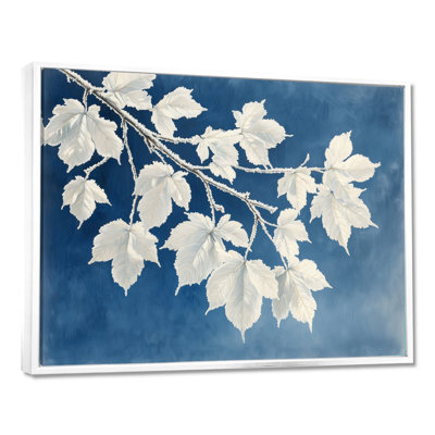 «White Frosted Leaves Branches II» - art mural feuilles