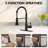 Kitchen Sink Faucet With Deck, High Arc Single Handle Pull-Down Sprayer, Three Spray Modes Kitchen Faucet-113673625