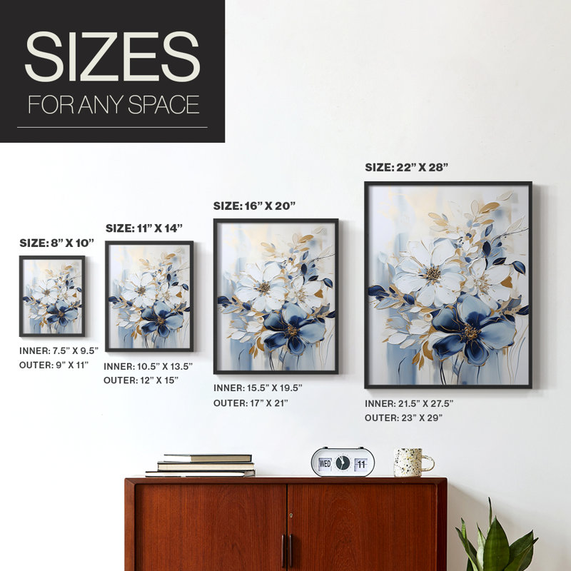 «FLORAL Series CCLxxiv», reproduction encadrée de qualité supérieure - prête à être accrochée - aucun clou requis - aucun clou requis