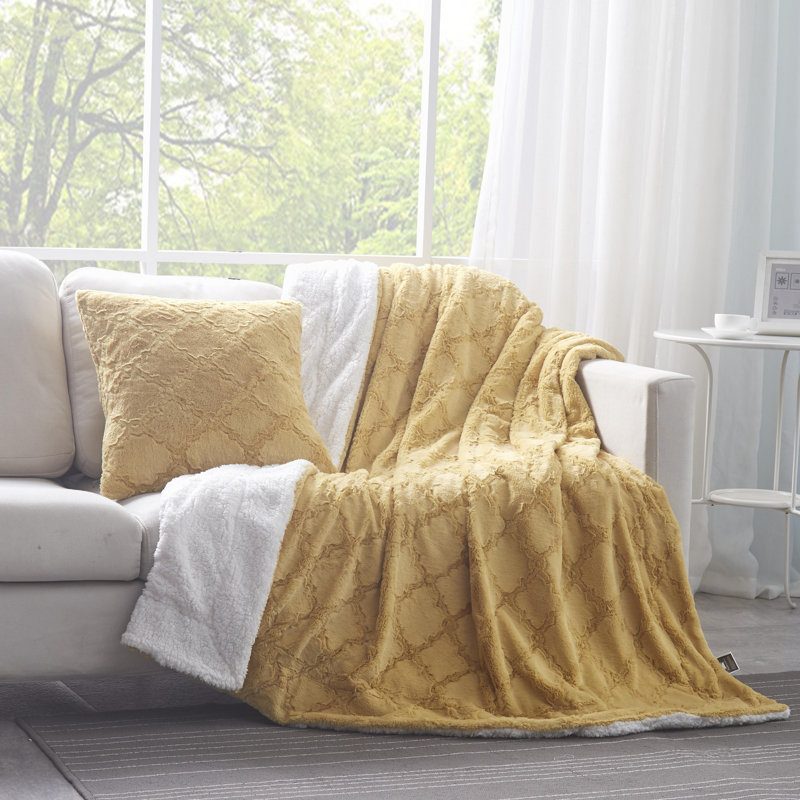 Faux Fur Pillow Cover, Yellow