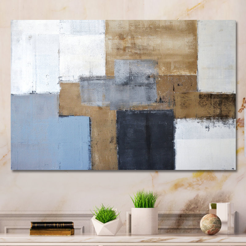 «Gray Meets Brown Abstract Art», reproduction d'art sur toile encadrée, H 8 po x l 12 po x P 1 po, Toile tendue