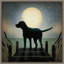 "Moonlever Black Dog" par Ryan Fowler, reproduction d’art graphique sur toile tendue