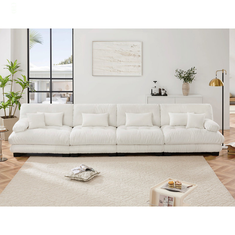 Canapé modulaire 4 places à assise profonde et canapé modulaire, canapé en chenille Canapé rembourré confortable pour salon, appartement, studio, bureau, chenille