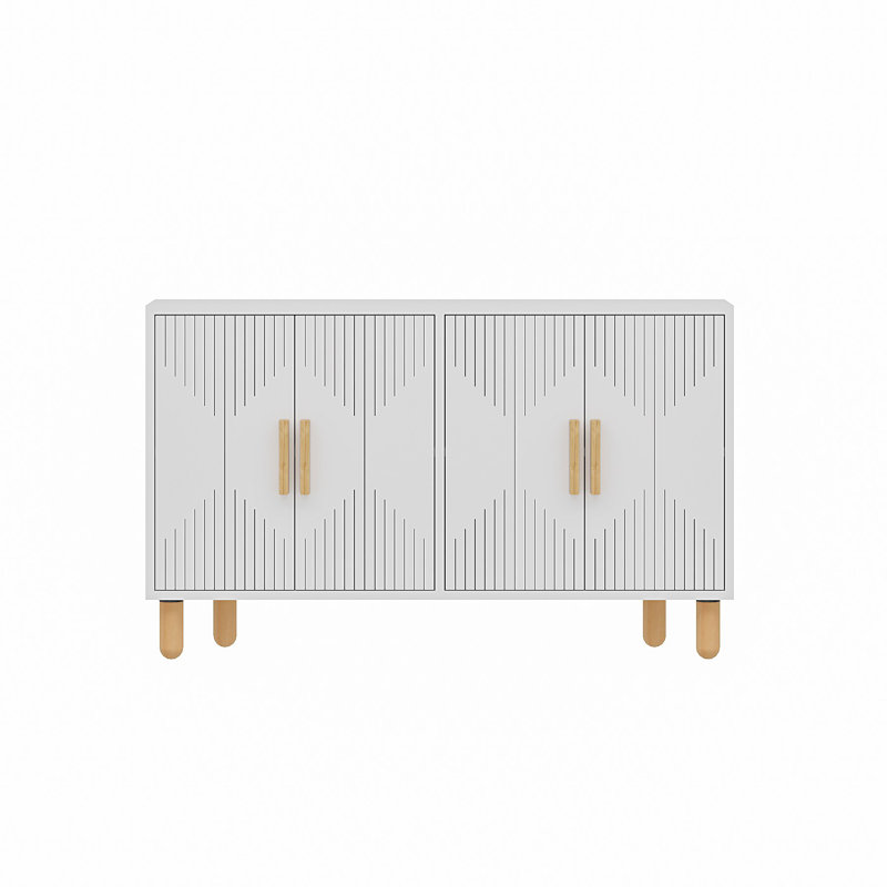 Modern White Console Table, 47.2 x 29.0 x 11.6 inches | 100% Melamine Coated Particle Board, Thickness: 0.7 inches | Scandinavian Geometric Design, Stylish & Durable for Living Room, Entryway & Office