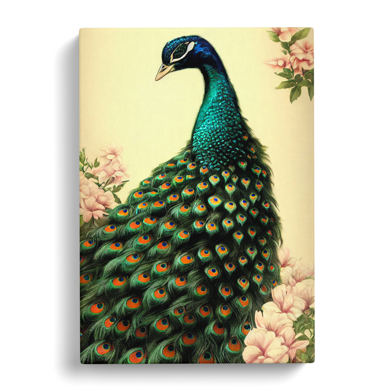 Vintage Peacock No.1 - Wrapped Canvas, 50cm H x 35cm W x 3cm D