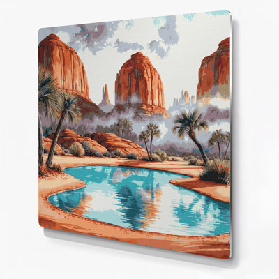 Southwestern Landscapes Desert Oasis 102 Black Metal Wall Art