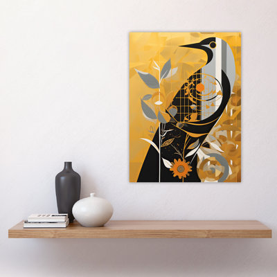 Wall Art Print Cuckoo Clock Abstract Geometric Gold Poster Picture