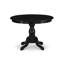 L'ensemble de table et de chaises de cuisine 3 pièces comprend une table de salle à manger ronde avec piédestal et 2 chaises revêtues de tissu de lin, noir brossé-853530680-853530677-853530678
