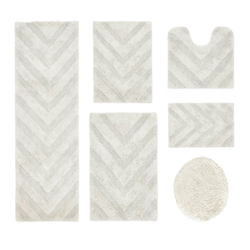 Ensemble de tapis pour salle de bain 6 pièces Annaclara Premium 100% coton 1990 GSM, Ivoire ivoire