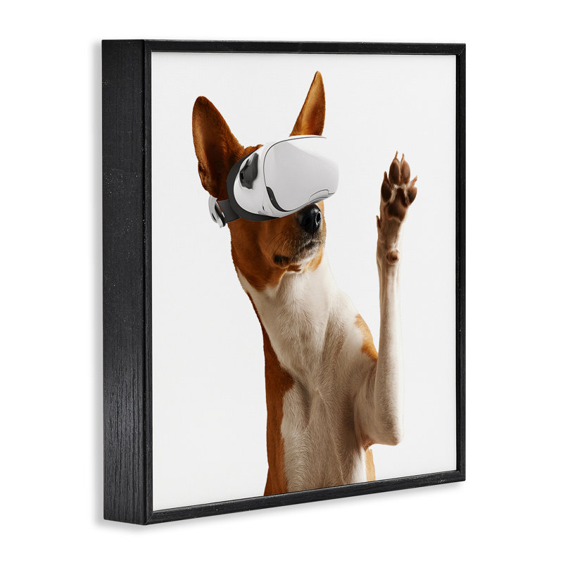 Estampe numérique VR Gamer Dog, conception de CAD Designs, Giclée encadrée noir minuit, H 24 po x l 24 po