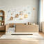 Grand lit tapissier au sol Montessori en similicuir avec garde-corps Lit plateforme pour enfants, tout-petits, brun.-133394320-133394321