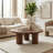 Round Solid Wood Coffee Table with Thick Pedestal Base for Living Room and Home Use - Modern Rustic Center for Small Cocktail Table Design - Dark Brown-1340437105