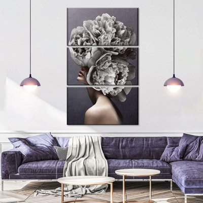 Ensemble de 3 pièces de pivoines sur 3 pièces