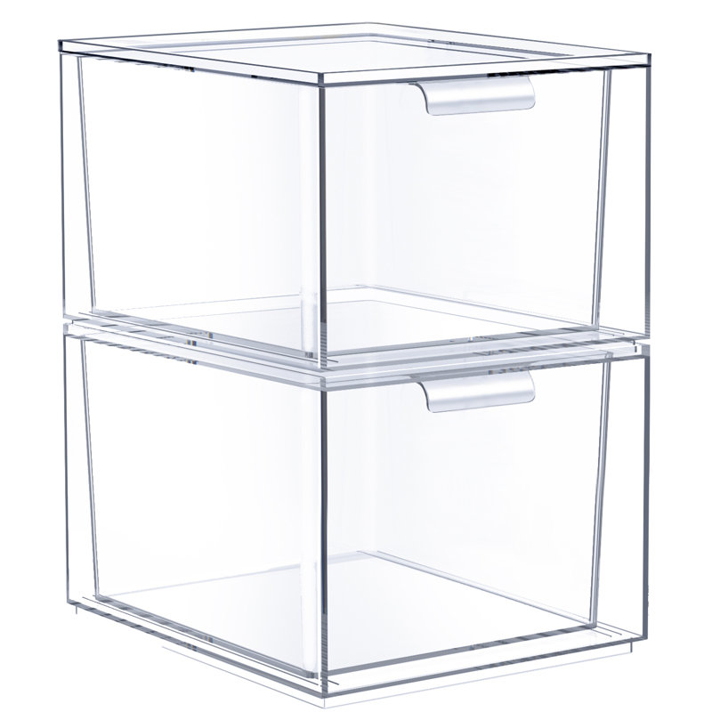  Ensemble de 2 organisateurs de tiroir de cuisine et de salle de bain empilables en acrylique transparent