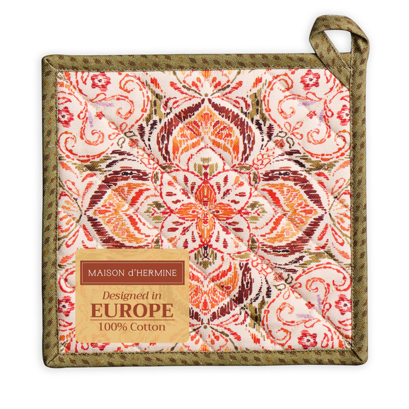 Maison d'Hermine Damask 100 % Cotton Pot Holder Simple - 8 po x 8 po