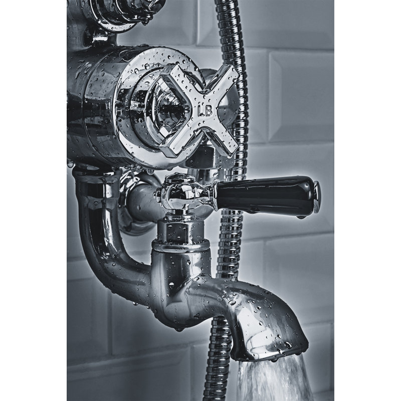 Mackintosh Double Handle Deck Mounted Thermostatic Bath/Shower Mixer with Tub Faucet and Handshower, Polished Chrome