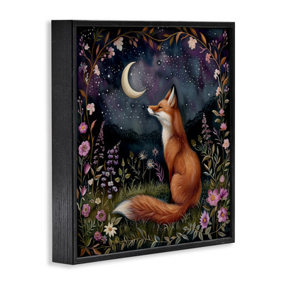 Woodland Fox Night Forest Framed Giclee Art by The Dutch Lady