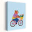 Happy Bear Bike Ride Colorful Playful Whimsical Bear Flower Spring Wall Art Print by Mathieu - Wrapped Canvas Print-900730904