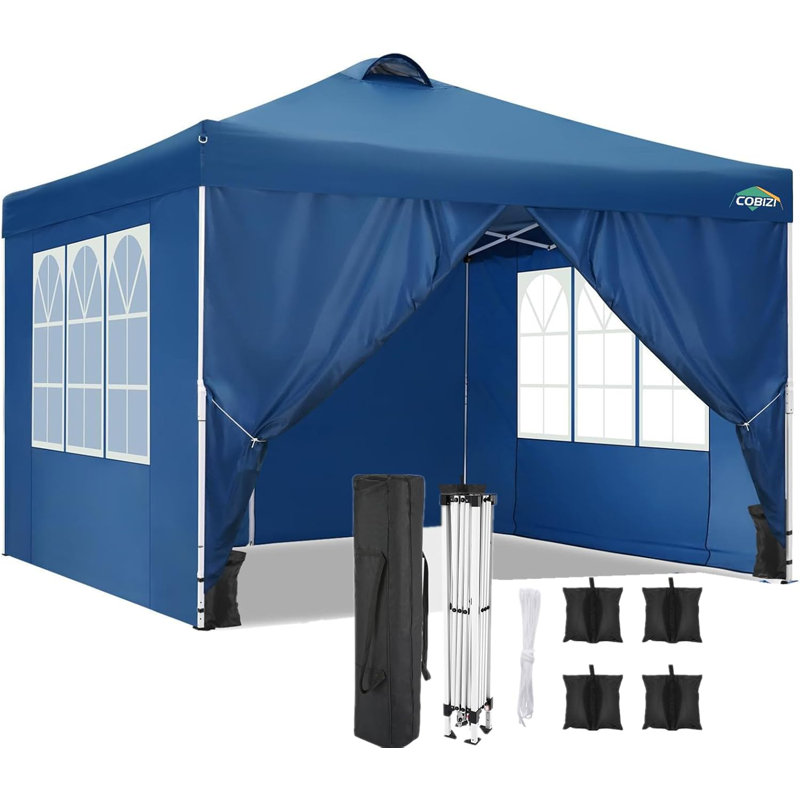 Easy up Outdoor Waterproof Pop-Up Canopy Tent with 4 Sidewalls for Parties, Picnic, Blue