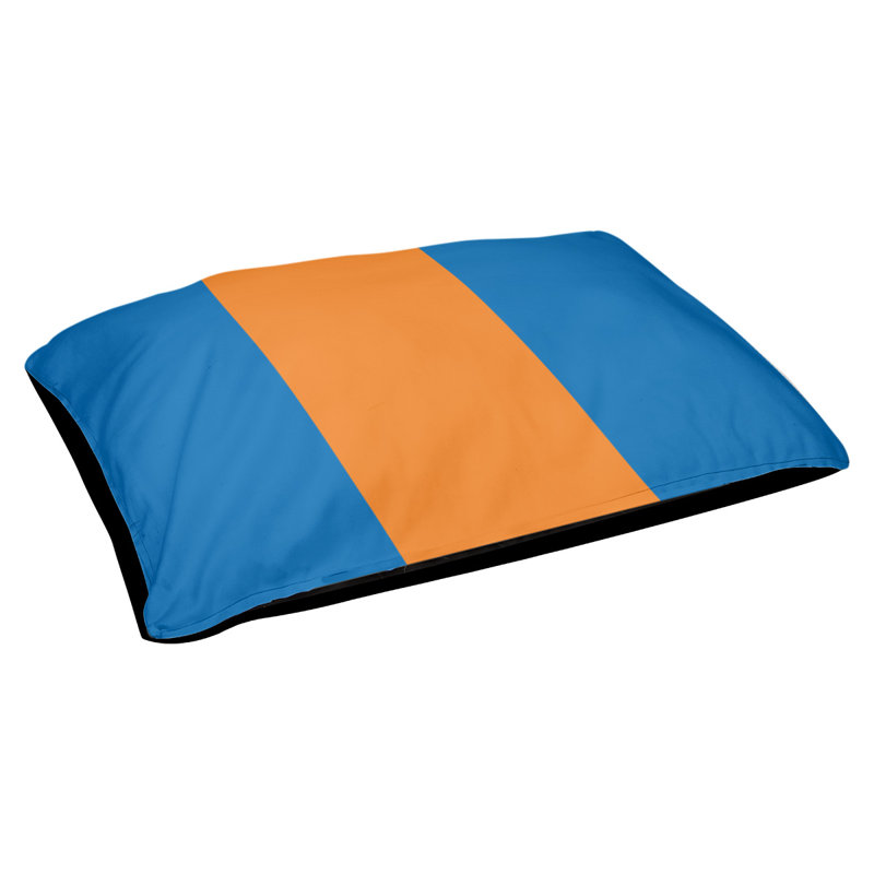 Coussin d'extérieur New York, Moyen (H 9,5 po x l 28 po x P 18 po), Bleu / orange / bleu