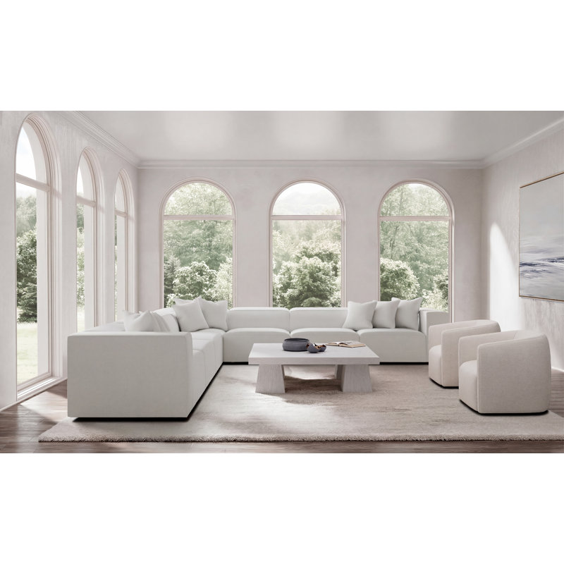Bliss Sectional, 28" H x 160.5" W x 160.5" D, White Polyester Blend
