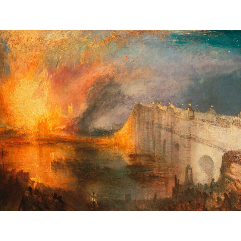The Burning of the Houses of Lords and Commons by J.M.W. Turner - 1 Piece Wrapped Canvas Painting, 70cm H x 100cm W x 4cm D