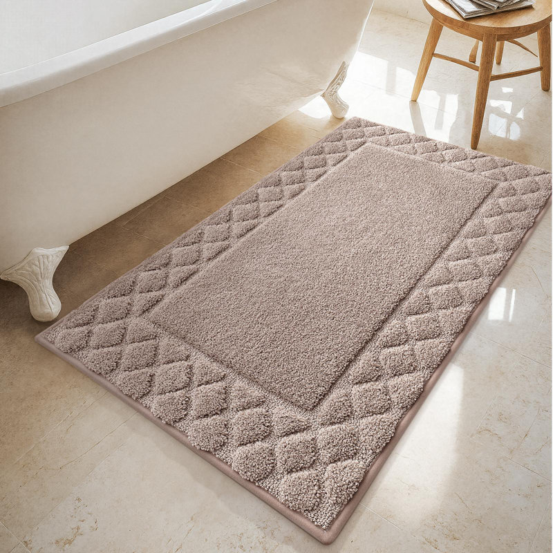 Tapis pour salle de bain en microfibre antidérapant, Simple - L 30 po x l 17 po, Brun