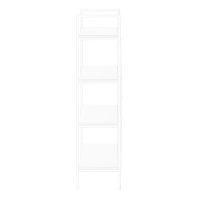 Bibliothèque 48 po H 4 niveaux, stratifié blanc et métal, pour bureau de chambre à coucher, style contemporain, bibliothèque compacte en blanc, design, économiseur et étagères en métal
