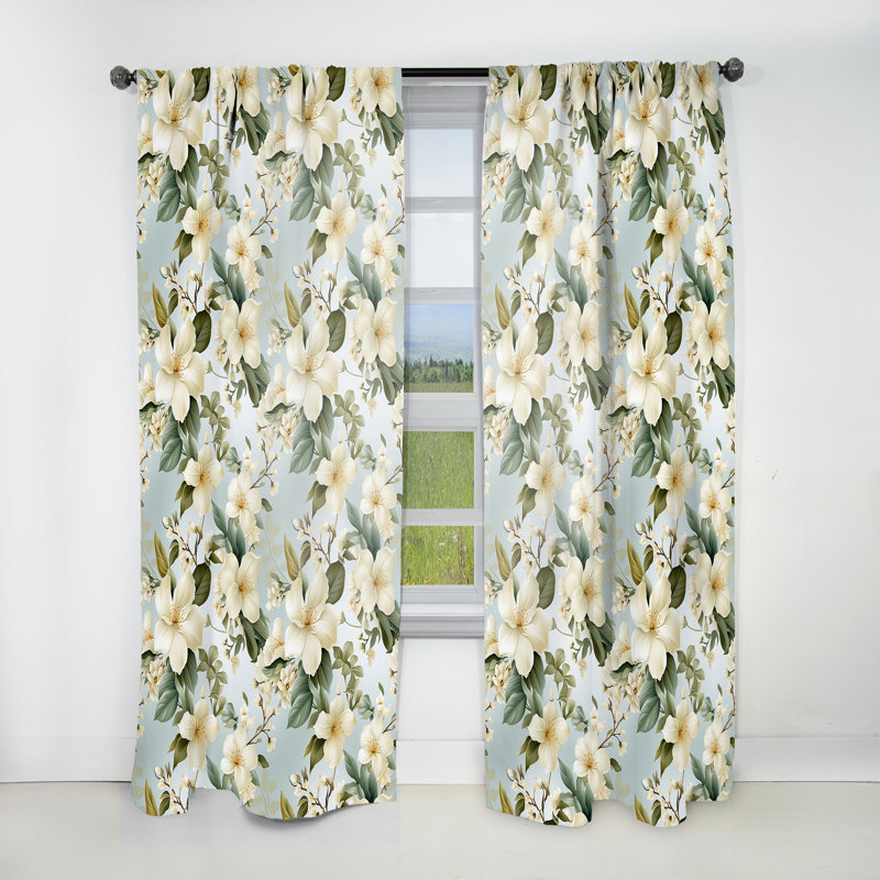 Motif tropical Serene Botanics - Rideau floral - Rideau floral obscurcissant - 1 panneau, L 52 po x L 84 po