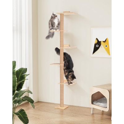 80.3inch Tall Cat Tree for Wall, 5 Tier Floor to Ceiling Cat Tower with Carpeted Mats