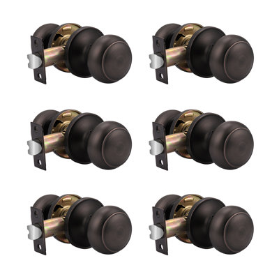 Door Knobs with Round Rosette, Keyless Lock for Bed and Bath Room