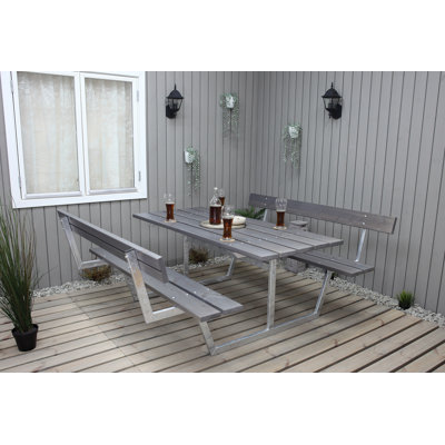 Beather Rectangular 6 - Person 175cm L Outdoor Picnic Bench