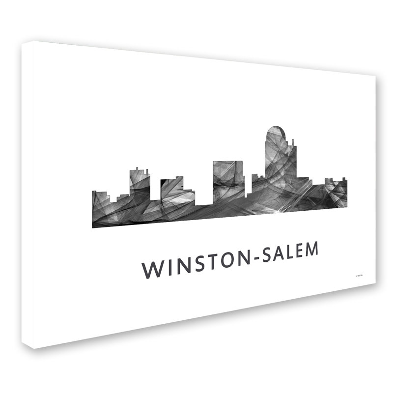 « winston-salem nc à l’horizon wb-bw », impression sur toile tendue, H 30 po x l 47 po x P 2 po