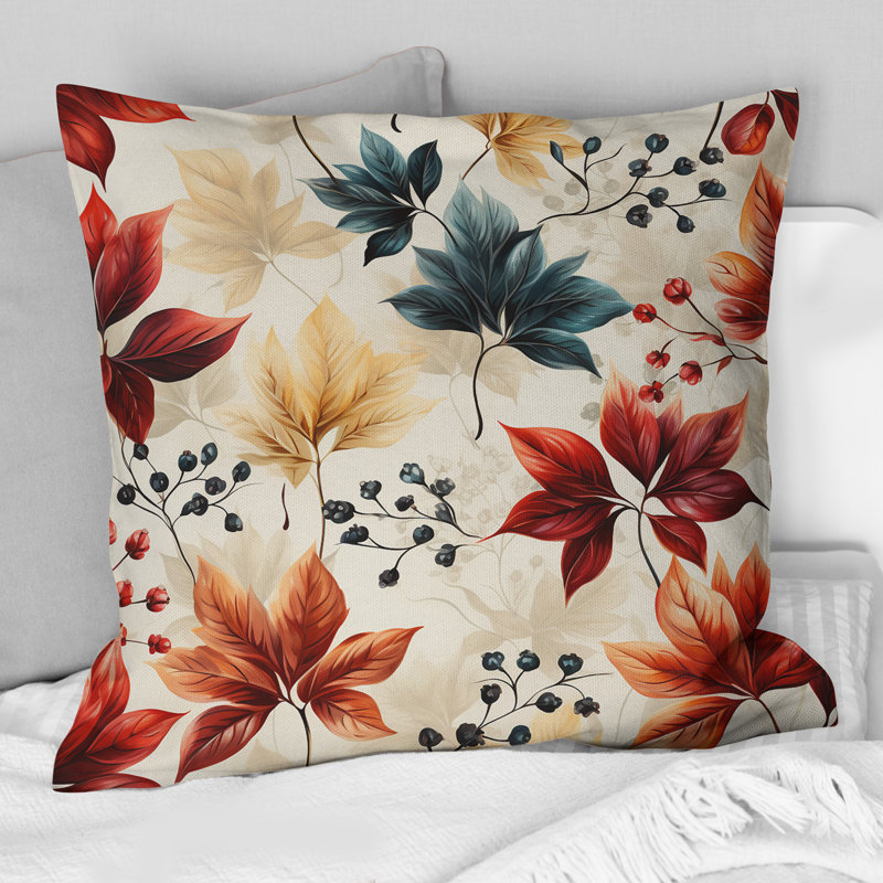 Coussin décoratif en polyester rouge et bleu, H 16 po x l 16 po