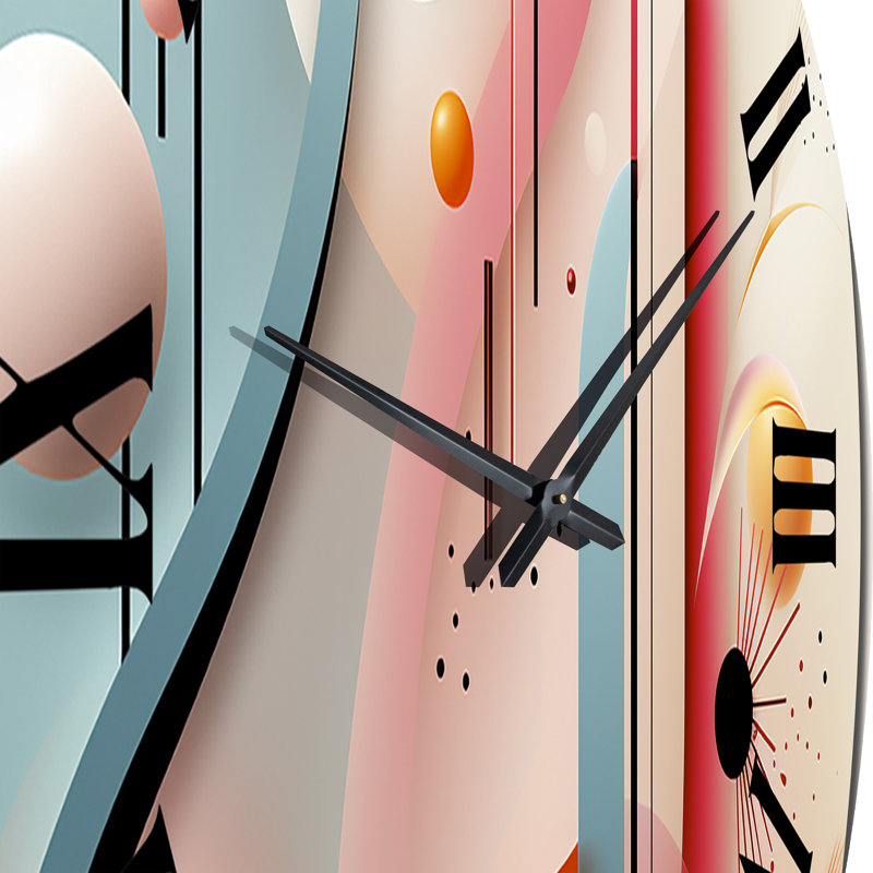 Horloge murale Fleurs de rythme en rose et bleu I, Très grand