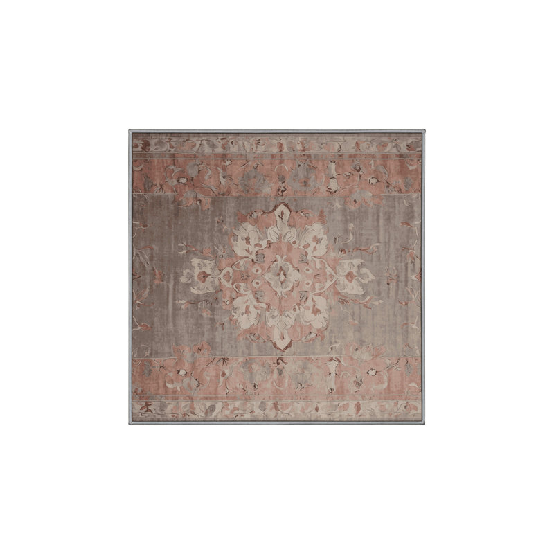 Tapis gris lavable à la machine, Carré 3 pi