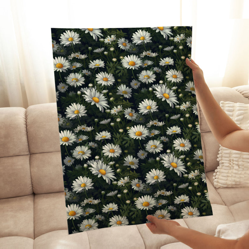 Motif floral de marguerites florales, impression d'art moderne moderne sans cadre, H 14 po x l 11 po