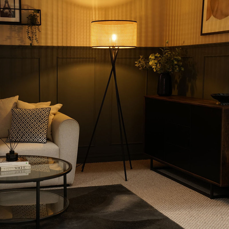 Camden 135.5cm Polished Tripod Floor Lamp Set, No