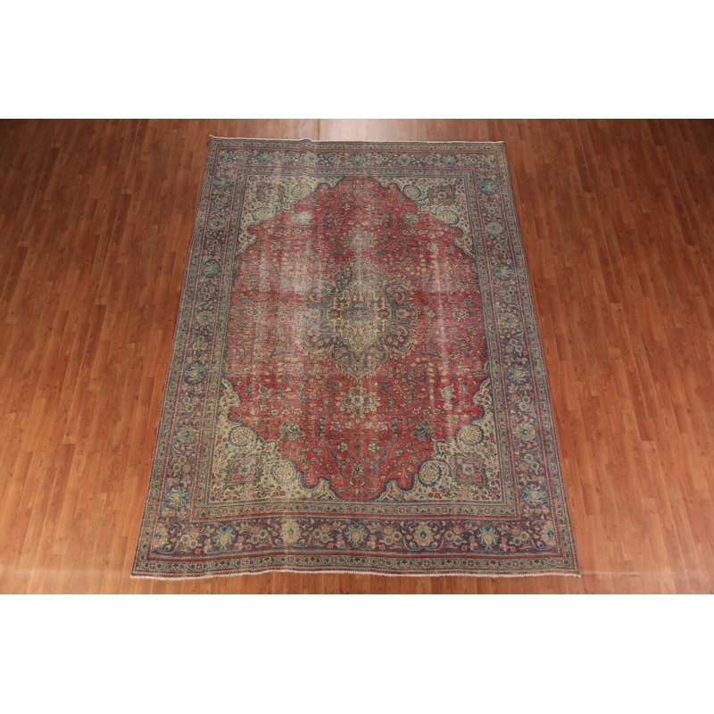 Tapis traditionnel floral en laine fait à la main 8 x 11