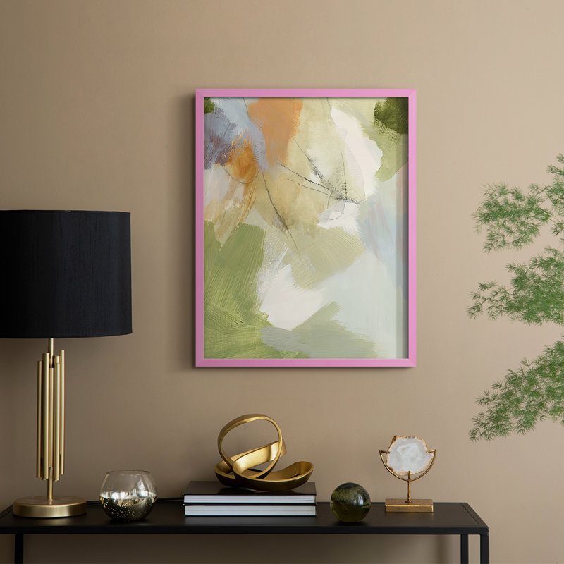 Verdure III, reproduction encadrée - bois massif, H 15 po x l 12 po, Rose