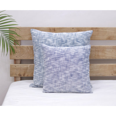 Solid Blue Chambray Cotton Cushion Cover