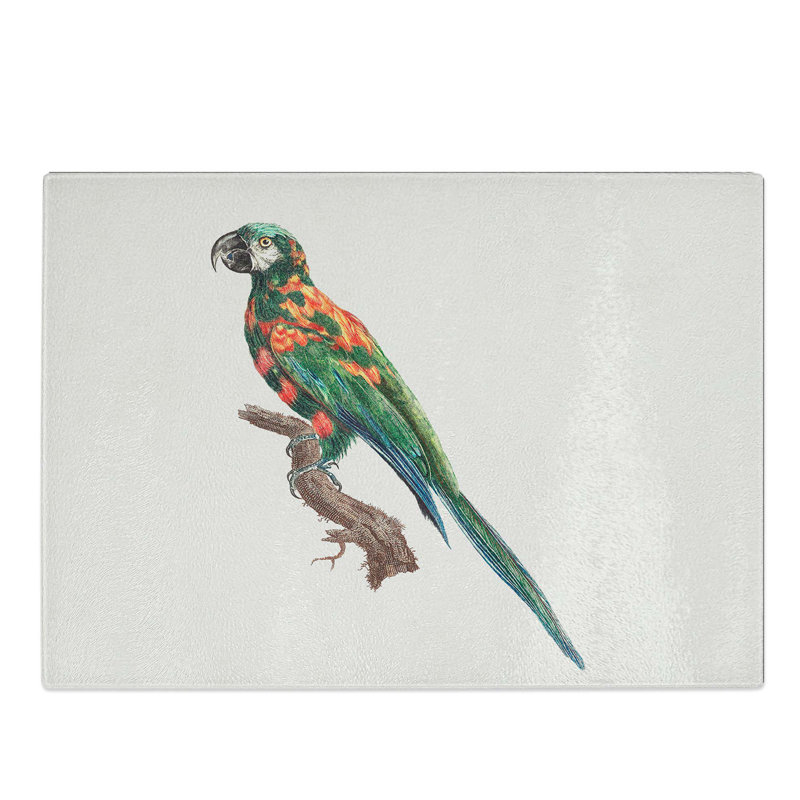 Tempered Glass the Blue-Winged Macaw Parrot by F. Levaillant Chopping Board, 28.5 cm W x 20 cm L