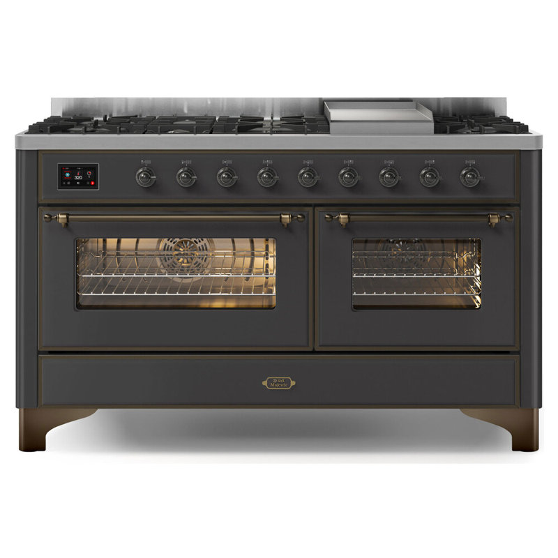 Majestic II 60" 5.02 cu. ft. Freestanding Dual Fuel Range with Griddle, Liquid Propane, Matte Graphite/Bronze