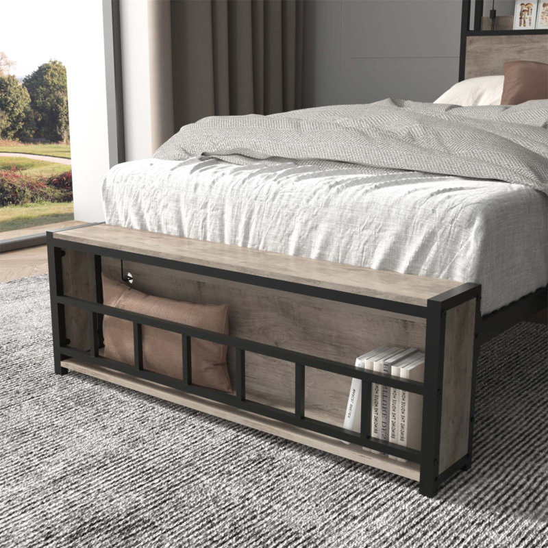 Twin Bed Frames With LED Light, Headboard, And Charging Station, Solid And Stable, Easy Assembly, No Box Spring Needed