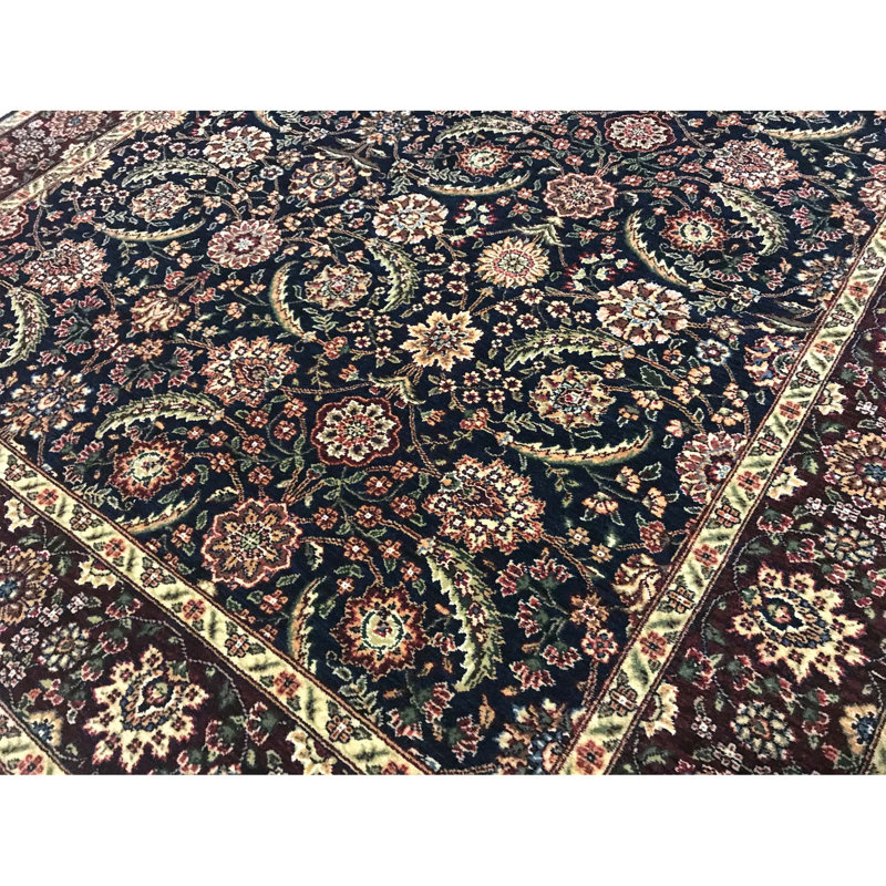 Tapis bleu marine noué à la main de haute qualité