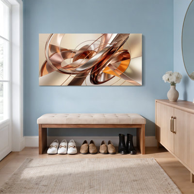 Abstract Copper And Gold Swirls Canvas Wrapped Wall Art Oil Painting Print Set Of 1